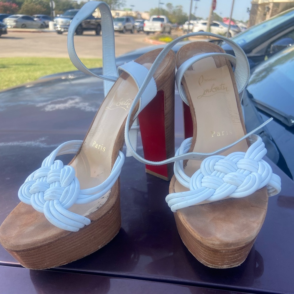 Christian Louboutin white platform sandal